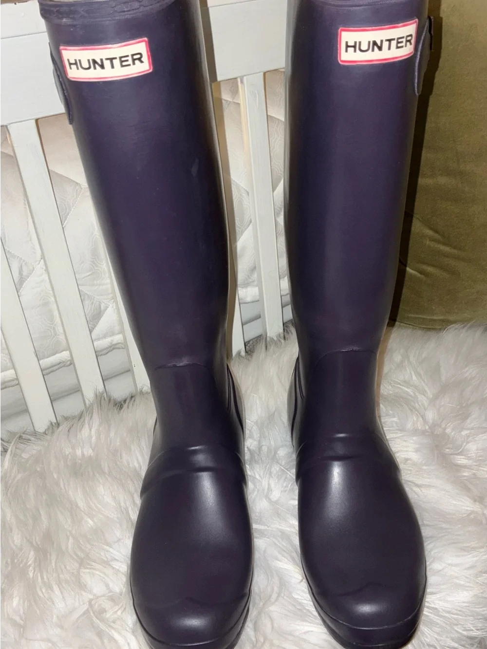 Original Hunter Tall Rubber Boots in Deep Purple Sz 8